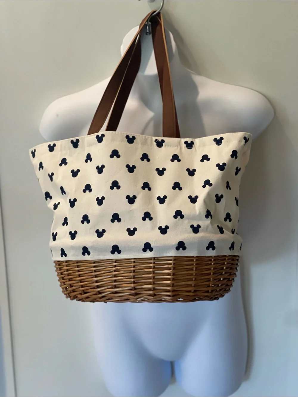 NWT Disney Mickey Mouse Picnic Time Coronado Canvas and Willow Basket Tote - Picture 3 of 13